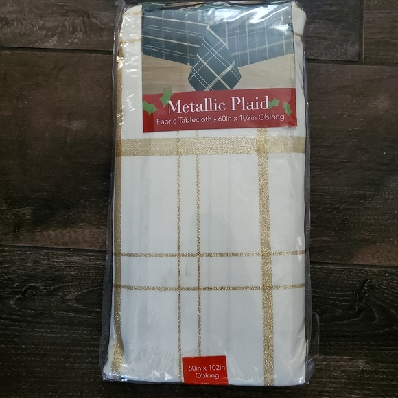 Metallic Plaid Tablecloth - 60" x 102" - Picture 1 of 4